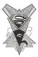 Superman & spiderman symbol integrated tattoo design idea