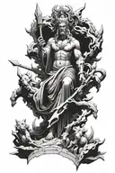 statue of god from solo leveling  tattoo design idea