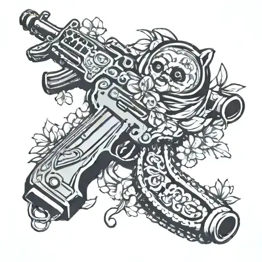 matryoshka with AK 47 assault rifle tattoo design idea