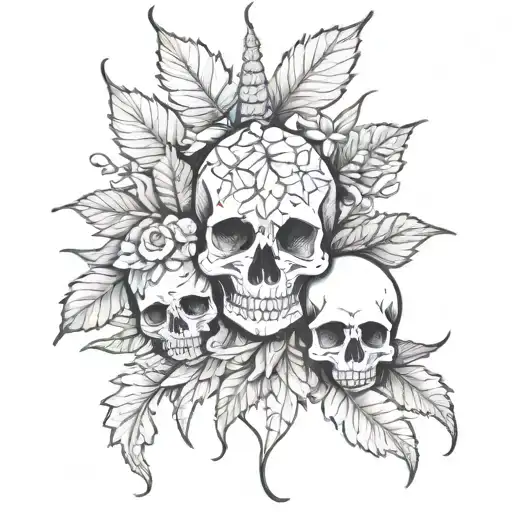 maryjuana leafs and skulls forearm sleave tattoo tattoo design idea