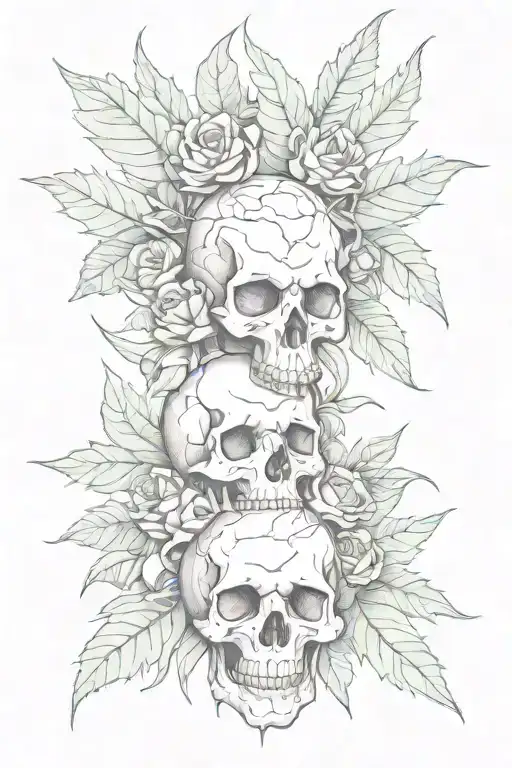 maryjuana leafs and skulls forearm sleave tattoo tattoo design idea