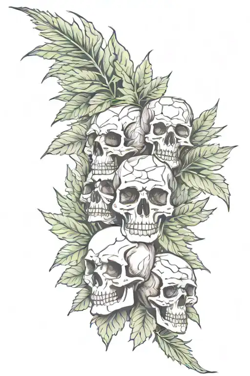 maryjuana leafs and skulls forearm sleave tattoo tattoo design idea