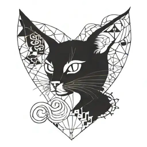 cat with 8 tentacles breaking a heart in two  tattoo design idea