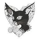 cat with 8 tentacles breaking a heart in two  tattoo design idea