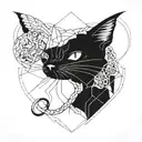 cat with 8 tentacles breaking a heart in two  tattoo design idea