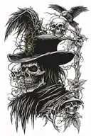 Scarecrow with skulls tattoo design idea