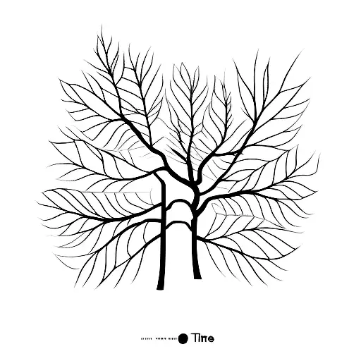 mirrored leafless tree and tree with leaves tattoo design idea