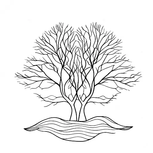 two trees one leafless upside down and one full of life right side up tattoo design idea