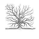 two trees one leafless upside down and one full of life right side up tattoo design idea