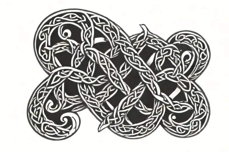 Celtic knotwork intertwined infinity symbols incorporated tattoo design idea