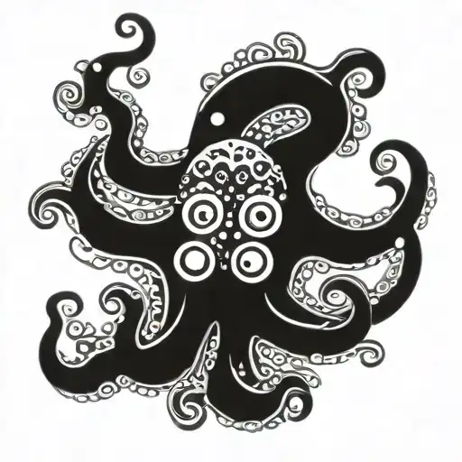  un pulpo con ojos blancos que boten destellos de luz y sea imponente tattoo design idea