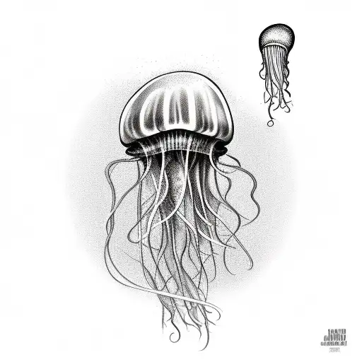 jellyfish holding cleaver and chopping meat tattoo design idea