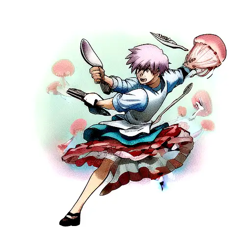 jellyfish with cleaver chopping meat tattoo design idea