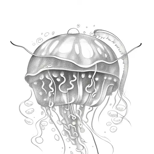 jellyfish with cleaver chopping meat tattoo design idea