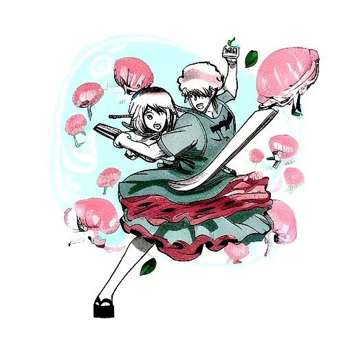 jellyfish holding cleaver and chopping meat tattoo design idea