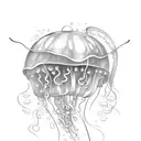 jellyfish with cleaver chopping meat tattoo design idea
