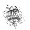 jellyfish with cleaver chopping meat tattoo design idea