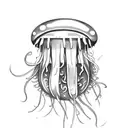 jellyfish with cleaver chopping meat tattoo design idea
