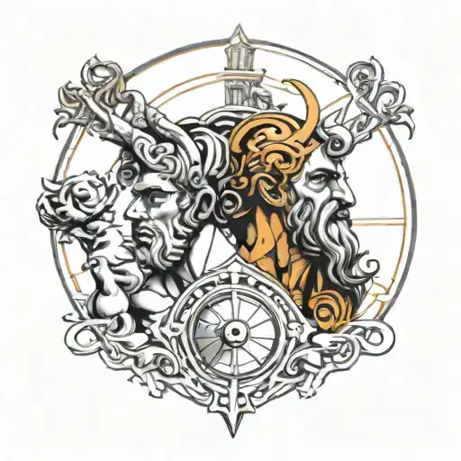 atlas and Greek gods tattoo design idea