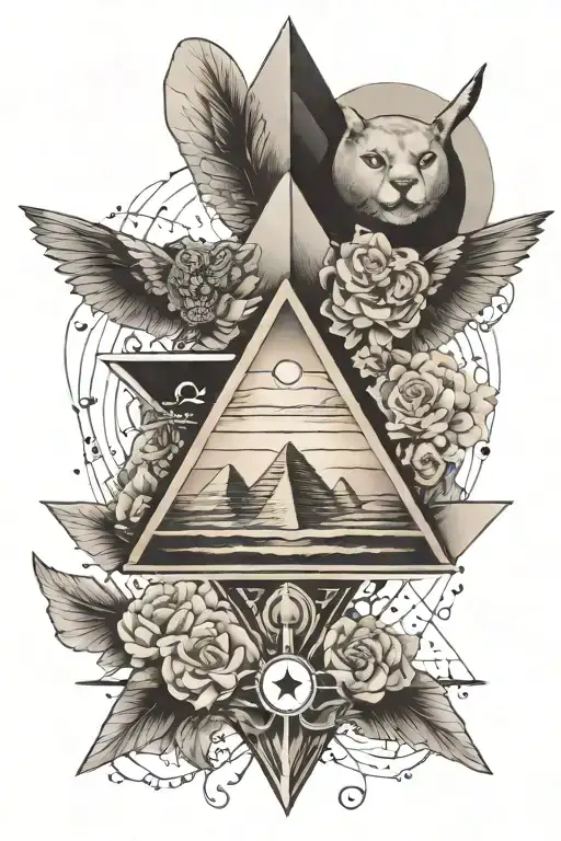 , incorporate 444,333,222,spirit guides,pyramids, universe tattoo design idea