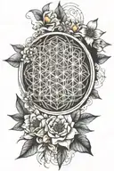 flower of life, incorporate 444,333,222,spirit guides,pyramids, universe  tattoo design idea