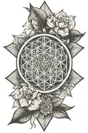flower of life, incorporate 444,333,222,spirit guides,pyramids, universe  tattoo design idea