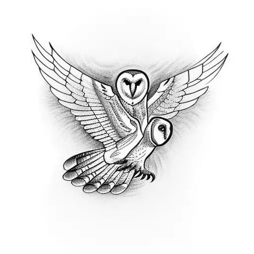 **The main focal point of the tattoo should be a flying barn owl that exudes a sense of majesty and elegance. The barn o tattoo design idea
