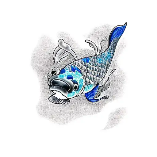 a black and a blue koi fish swimming  tattoo design idea