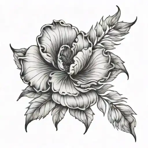 January, August, November, and December birth flower tattoo design idea