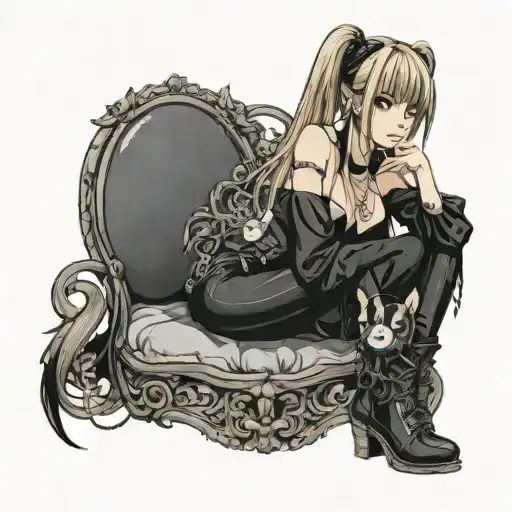 misa from death note with big breast and sexy dark clothes  tattoo design idea