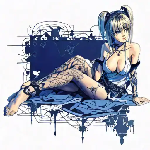 Misa Amane, her shoulders and bare neck and breast exposed tattoo design idea