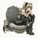 misa from death note with big breast and sexy dark clothes  tattoo design idea