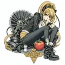 misa from death note with big breast and sexy dark clothes  tattoo design idea
