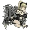 misa from death note with big breast and sexy dark clothes  tattoo design idea