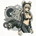 misa from death note with big breast and sexy dark clothes  tattoo design idea