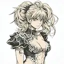 Misa Amane from Death Note is depicted in vivid detail, her shoulders and bare neck and breast exposed, wearing a black  tattoo design idea