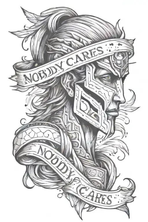 "Nobody Cares" with a surprise twist inspired by sparta and the curse marks From Sasuke around it tattoo design idea