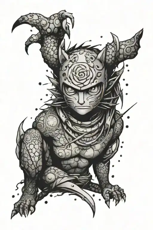 "Nobody Cares" with a surprise twist inspired by sparta and curse marks from the anime naruto tattoo design idea