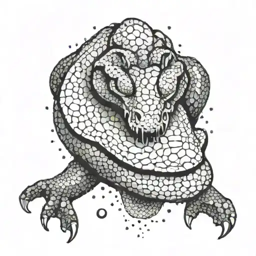 A geometric pattern inspired by alligator scales and water ripples tattoo design idea