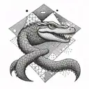 A geometric pattern inspired by alligator scales and water ripples tattoo design idea