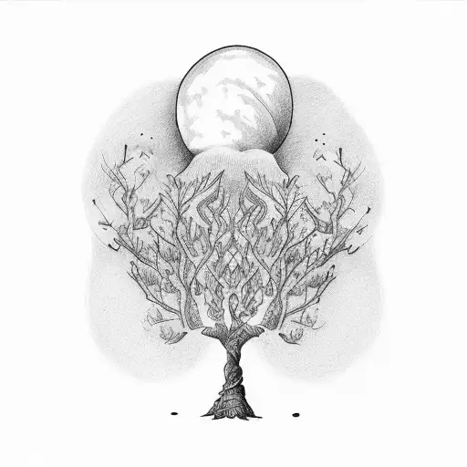 apple and tree representing fater and son tattoo design idea