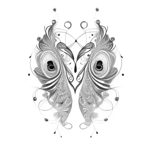 Peacock, neck tattoo, black and White, lines, futuristic, abstract tattoo design idea