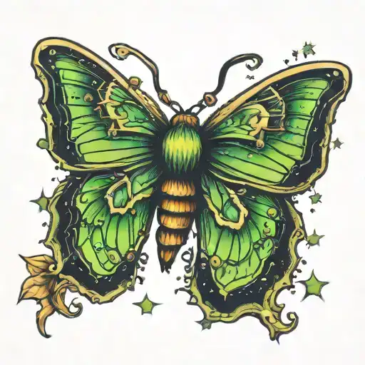 Lunar Moth with sparkles tattoo design idea