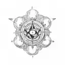 astrology with alchemy symbols and zodiac symbols of planets in sacred geometry tattoo design idea