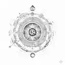 astrology with alchemy symbols and zodiac symbols of planets in sacred geometry tattoo design idea