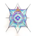 astrological cross with phoenix in sacred geometry tattoo design idea