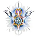 astrological cross with phoenix in sacred geometry tattoo design idea