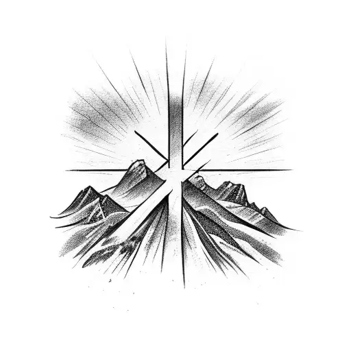 God, hard work, family, croatian mountains and sea with a cross tattoo design idea