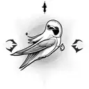 swallow bird with a viking calendar behind tattoo design idea