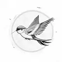 swallow bird with a viking calendar behind tattoo design idea